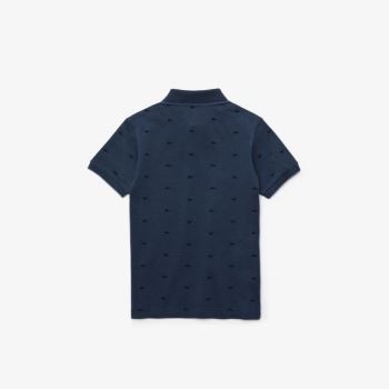 Lacoste Allover Croc-Print Polo Dětské - Polo Blankyt / Tmavě Blankyt Blankyt | CZ-asRFgk